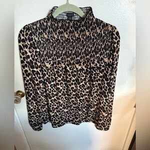 Ann Taylor Factory Black and Brown Animal Print Blouse